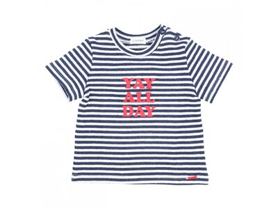 GYMP T-shirt - Navy/wit gestreept met print