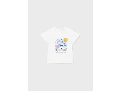 MAYORAL T-shirt - Wit met blauwe print