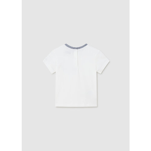 MAYORAL T-shirt - Wit met navy detail en zakje