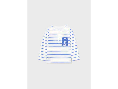 MAYORAL T-shirt - Wit met blauwe streepjes en zakje