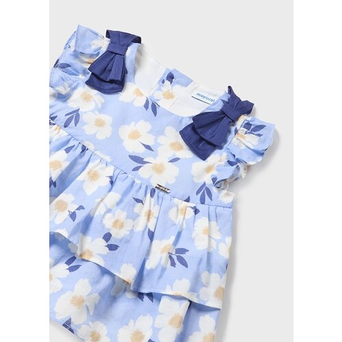 MAYORAL 2-delig setje - Ecru met blauwe bloemen short en blouse