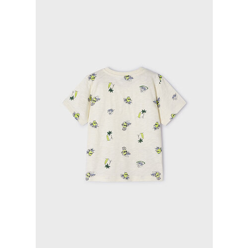 MAYORAL T-shirt - Ecru met groene print 'true surfer'