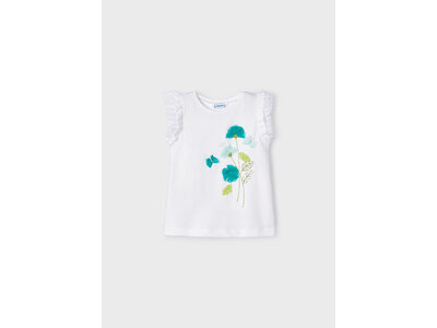 MAYORAL T-shirt - Wit met groen/blauwe bloemen