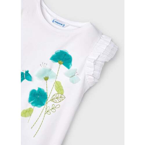 MAYORAL T-shirt - Wit met groen/blauwe bloemen