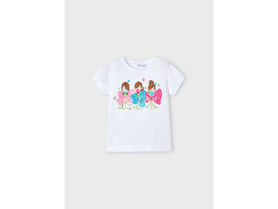 MAYORAL T-shirt - Wit met blauw/roze print