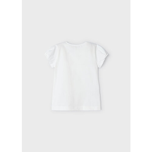 MAYORAL T-shirt - Wit met oranje/roze print