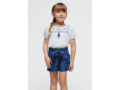 MAYORAL Short - Jeanslook met zakjes en striklint