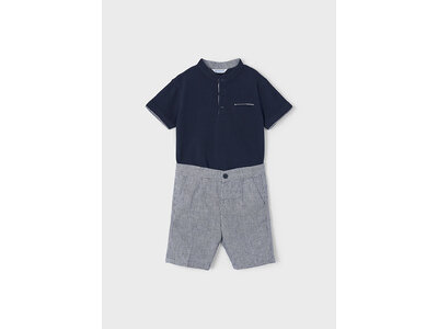 MAYORAL 2-delige set - Navy polo en navy mix short met verstelbare taille