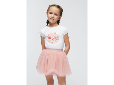 MAYORAL 2-delig setje - T-shirt met roze tulle rokje