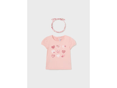 MAYORAL T-shirt - Roze met print en haarbandje