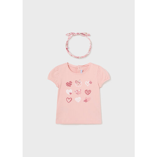 MAYORAL T-shirt - Roze met print en haarbandje