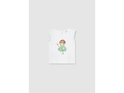 MAYORAL T-shirt - Wit met Blauw/groen print