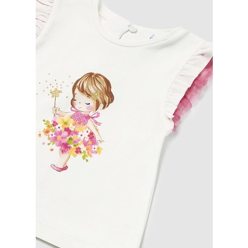 MAYORAL T-shirt - Ecru met roze print