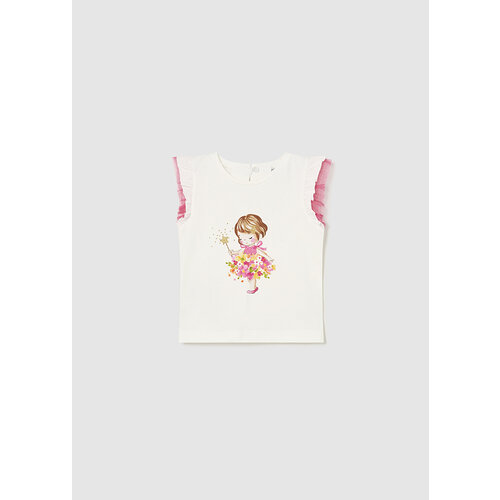 MAYORAL T-shirt - Ecru met roze print