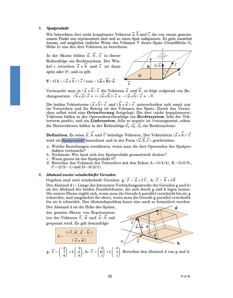 Vektorgeometrie | Skript für den Unterricht | Siegerist/Wirth