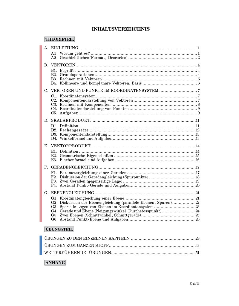 Vektorgeometrie | Skript für den Unterricht | Siegerist/Wirth
