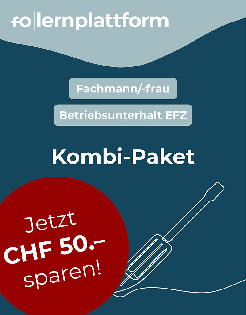 Lernplattform-Login, Fachmann/-frau Betriebsunterhalt, 3jährige EFZ-Lehre, Kombi-Paket für alle drei Lernorte