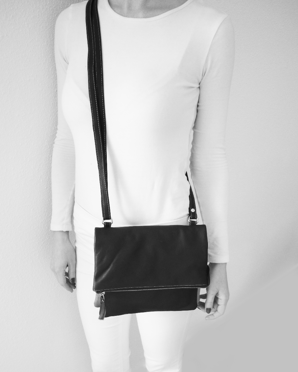 Pia Ries - Schoudertas/Crossbody 6008-1 Leer - Zwart