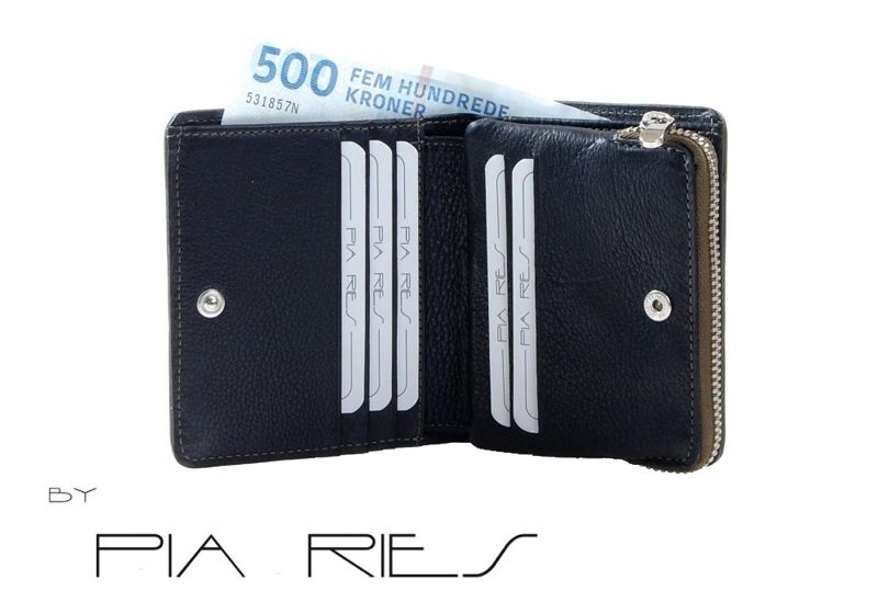 Pia Ries - Billfold 863-9 Colored Edge Leer - Groen