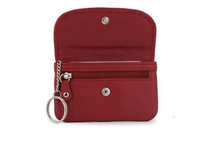 Pia Ries - Kleine portemonnee met sleutel hanger 459-5 Leer - Rood