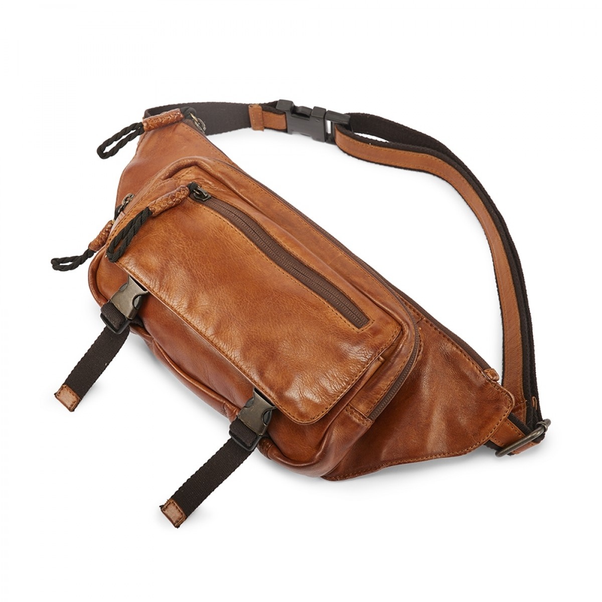 Handig Crossbody / Heuptas | Cognac Washed Leer