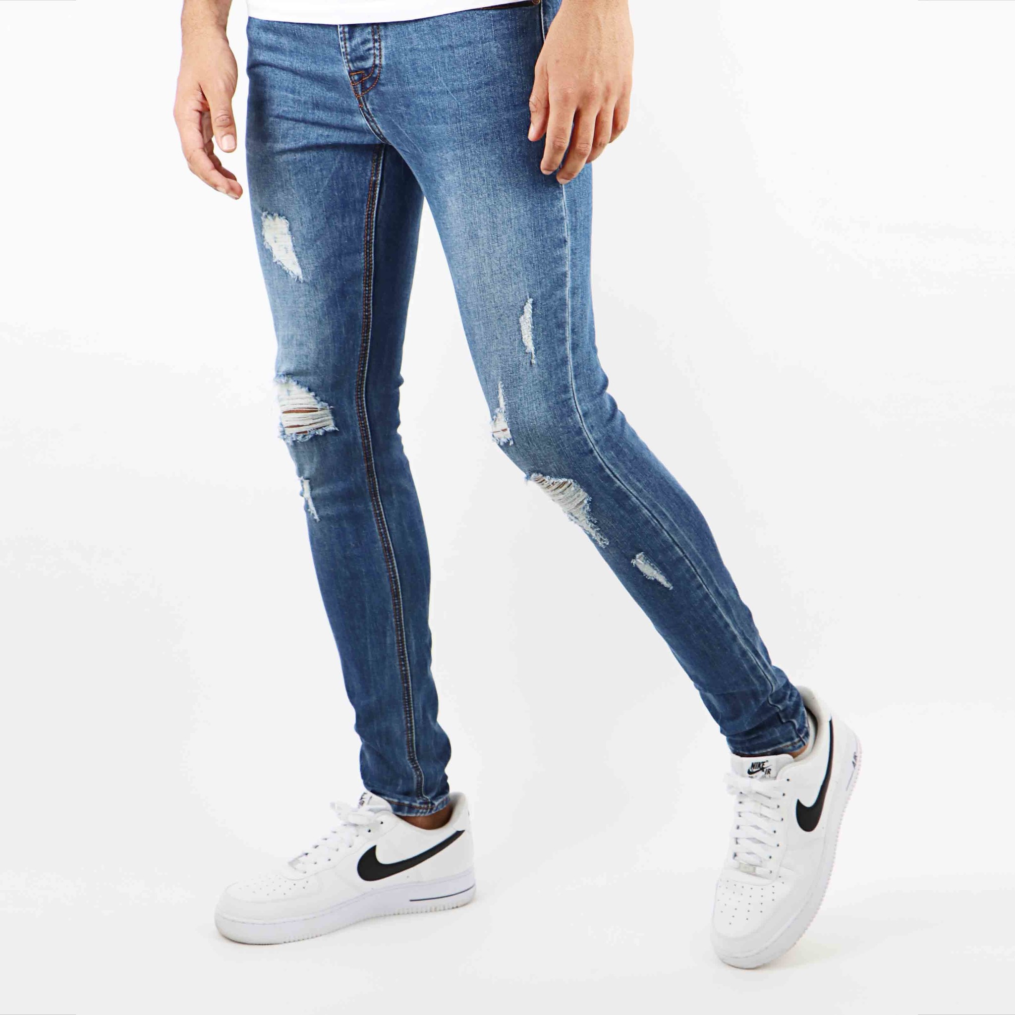 Heren Skinny Jeans Ripped Blue - Gratis verzending | VALENCI - VALENCI