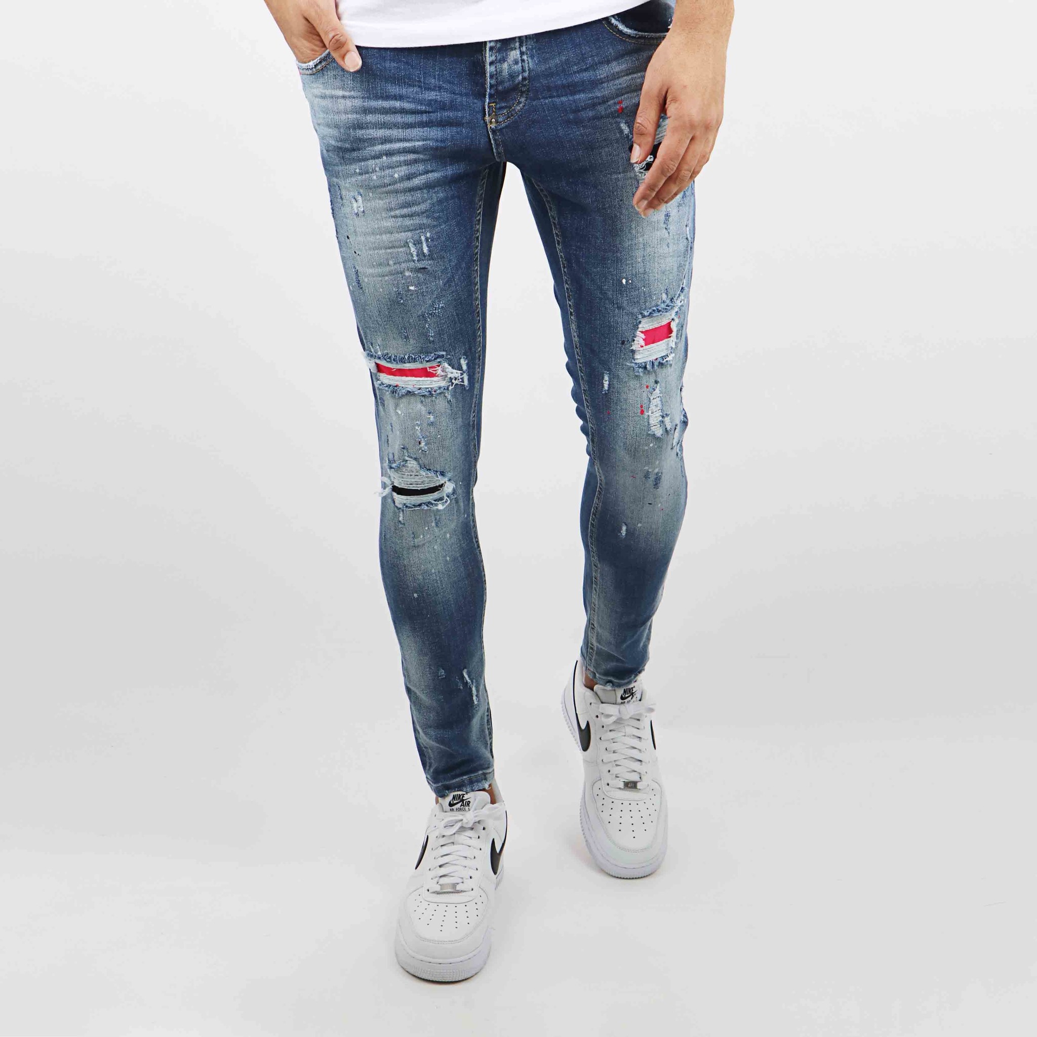 Blauwe Skinny Jeans Damage - Gratis verzending | VALENCI - VALENCI
