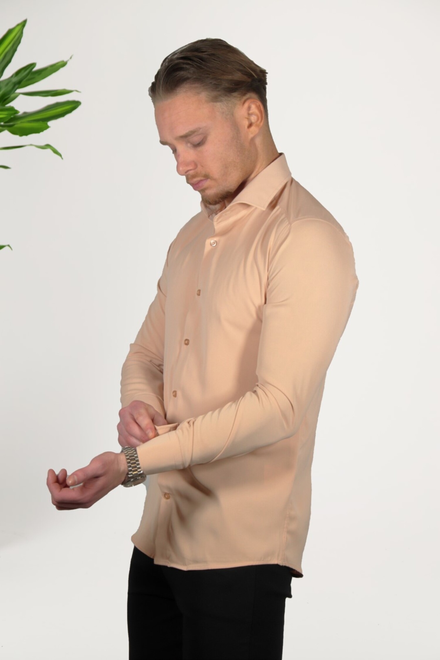 Stretch Overhemd Beige Voor maar 49 95 VALENCI VALENCI