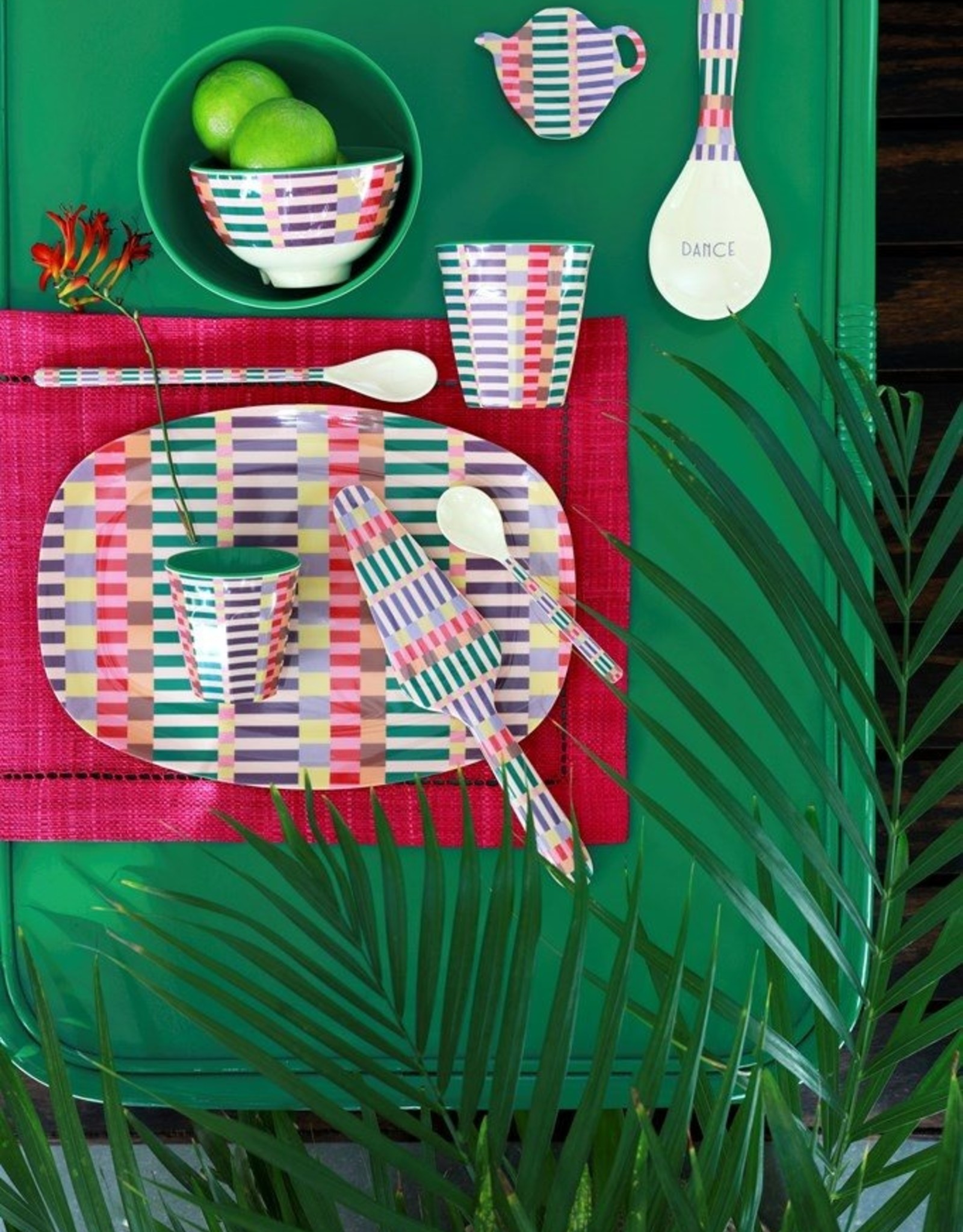 Rice Langwerpig melamine bord - Summer stripes