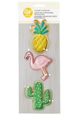 Wilton Set koekjesuitstekers - ananas/flamingo/cactus