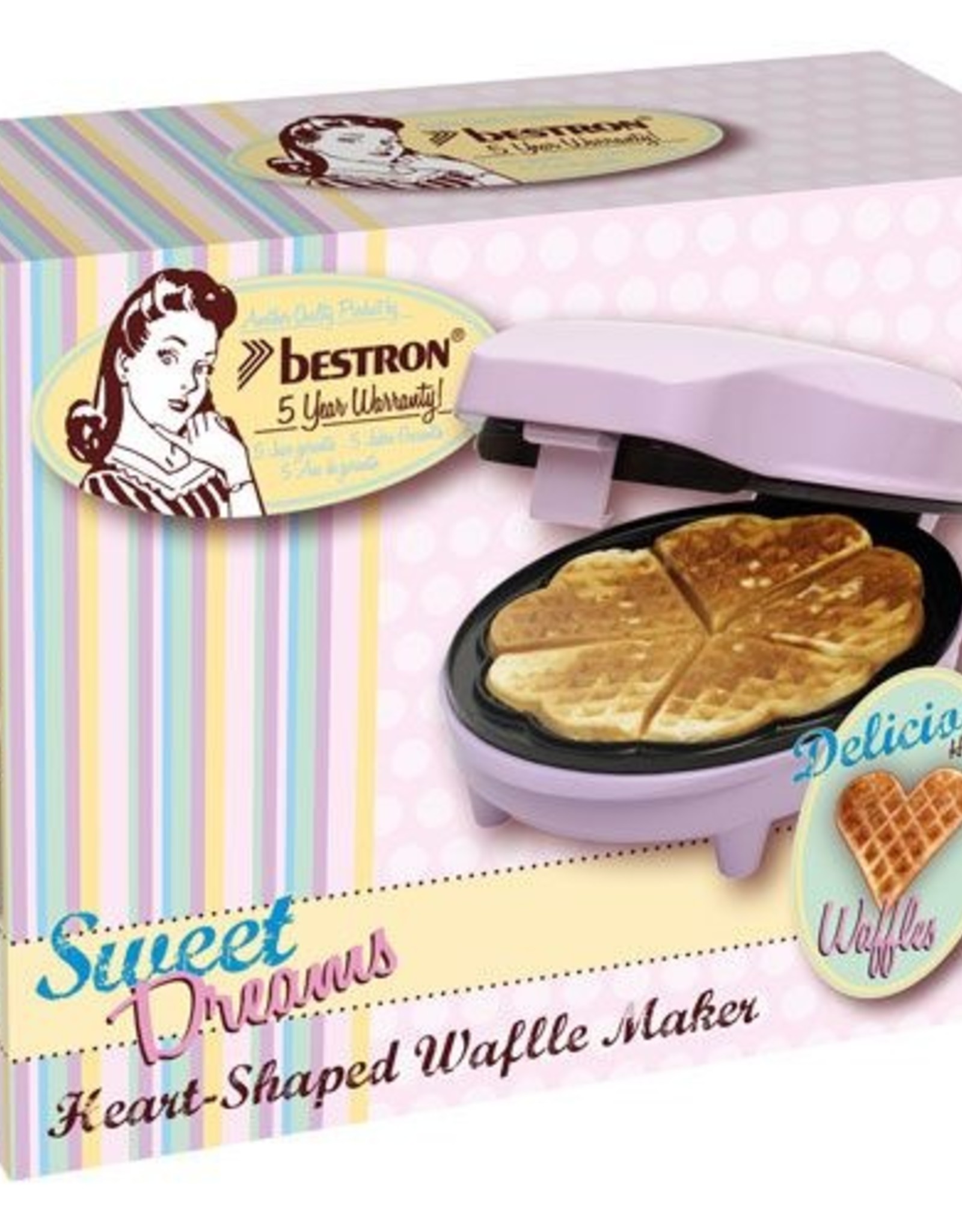 Bestron Bestron - Wafelijzer 5 Hartjeswafels