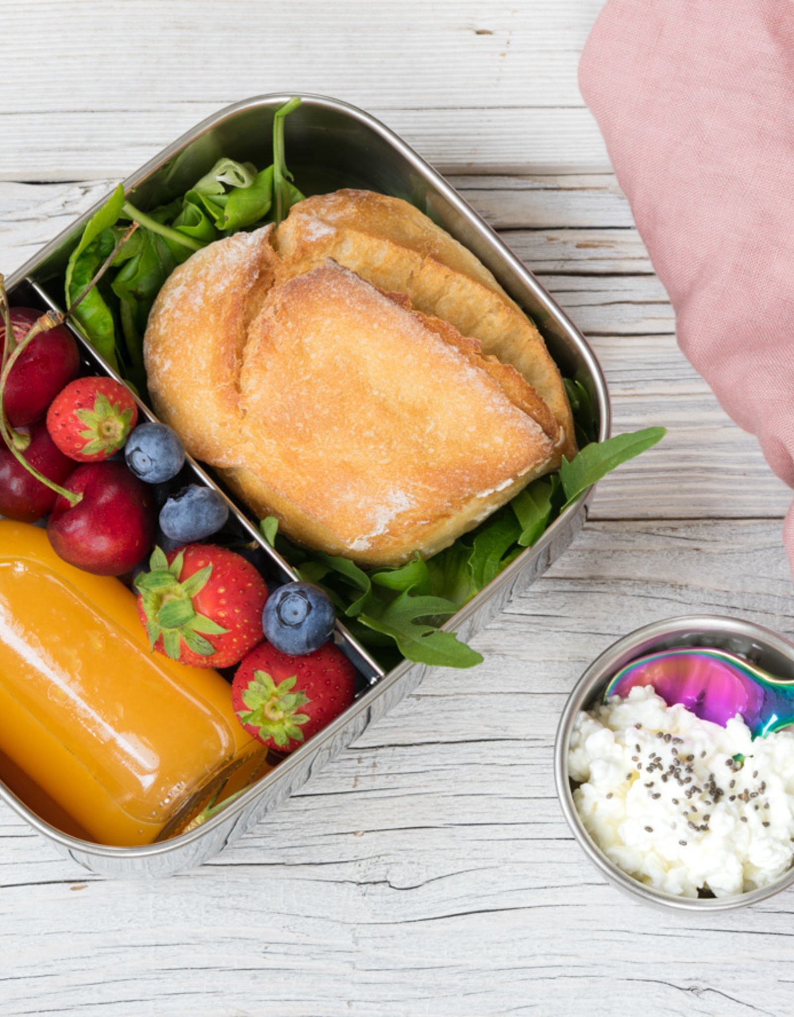 LEKKABOX Spork in RVS 10 cm - Regenboog