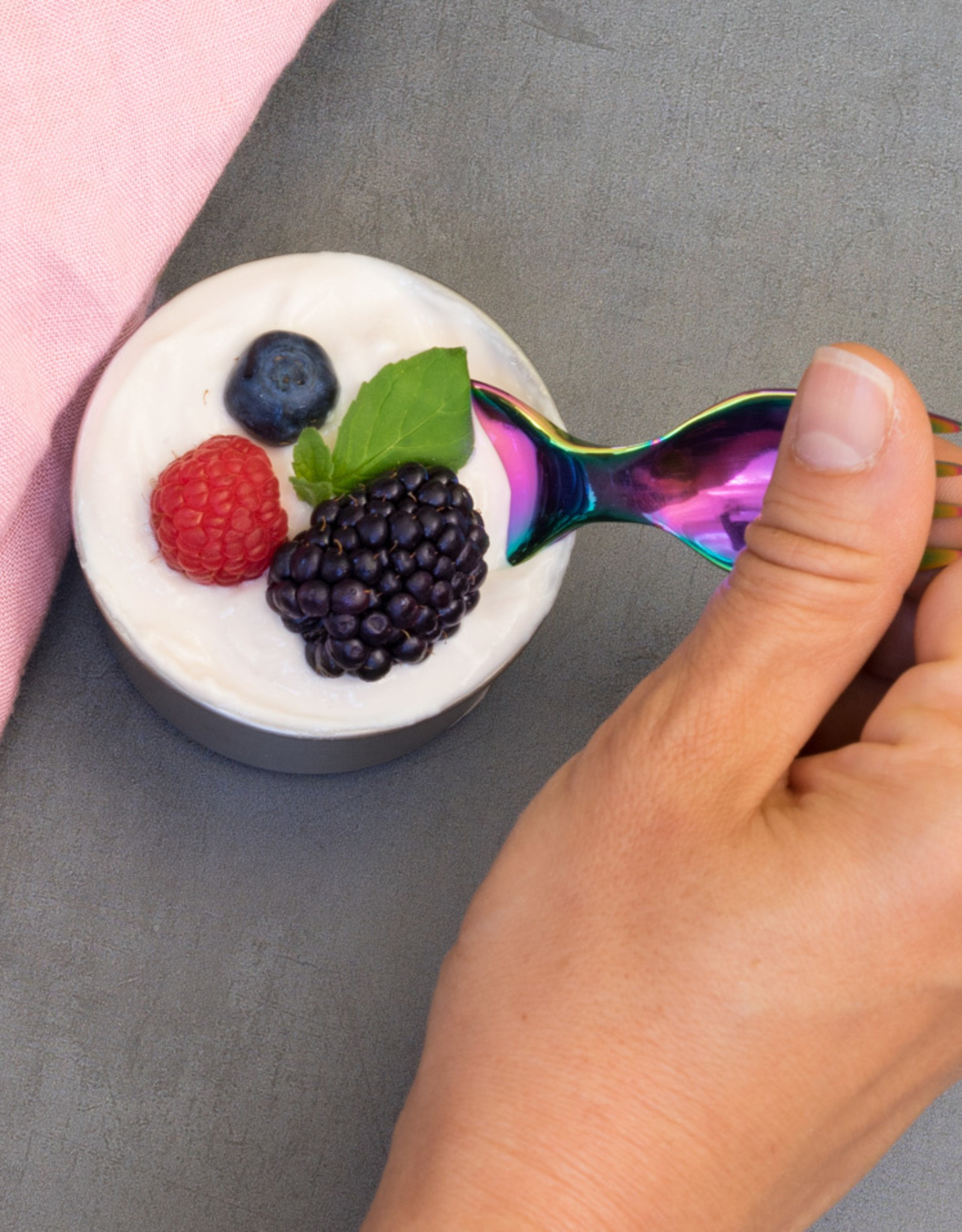 LEKKABOX Spork in RVS 10 cm - Regenboog