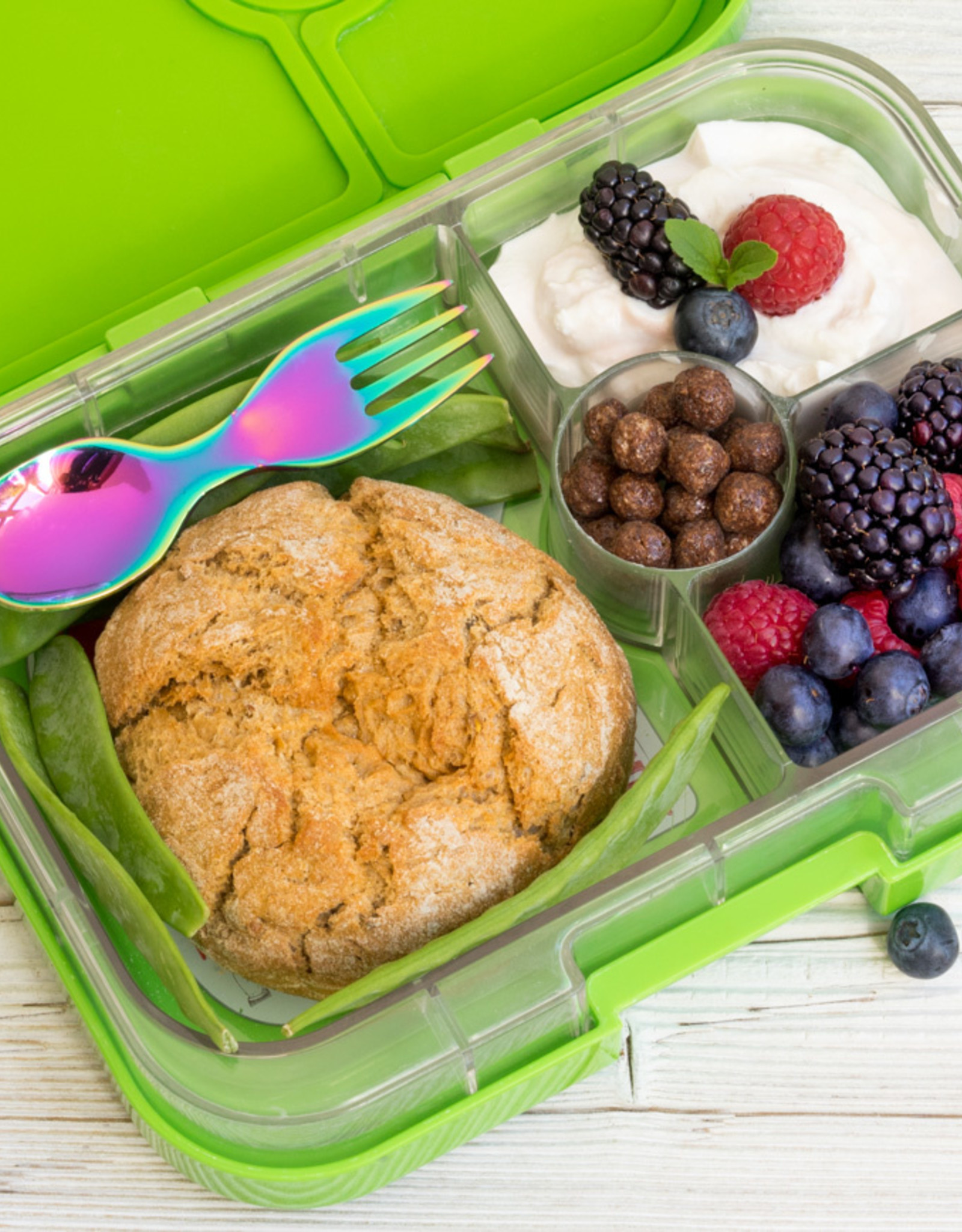 LEKKABOX Spork in RVS 10 cm - Regenboog