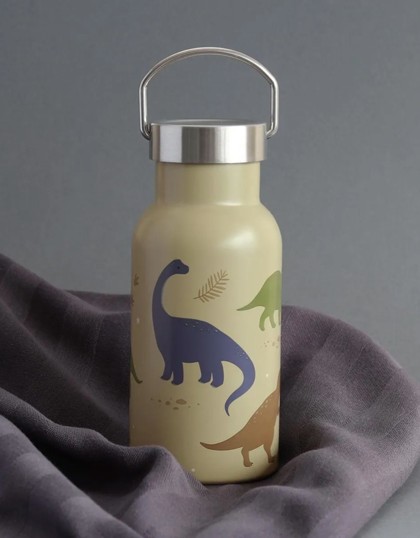 A Little Lovely Company RVS Drinkfles 350 ml - Dinosaurussen