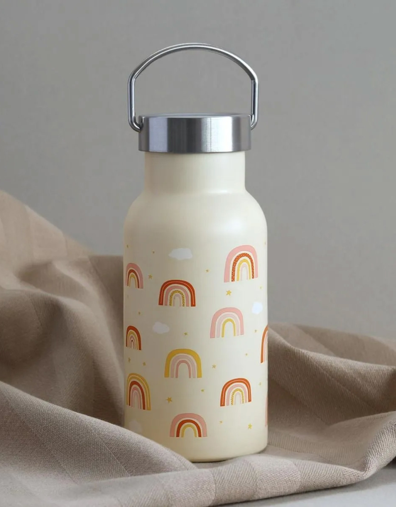 A Little Lovely Company RVS Drinkfles 350 ml - Regenbogen