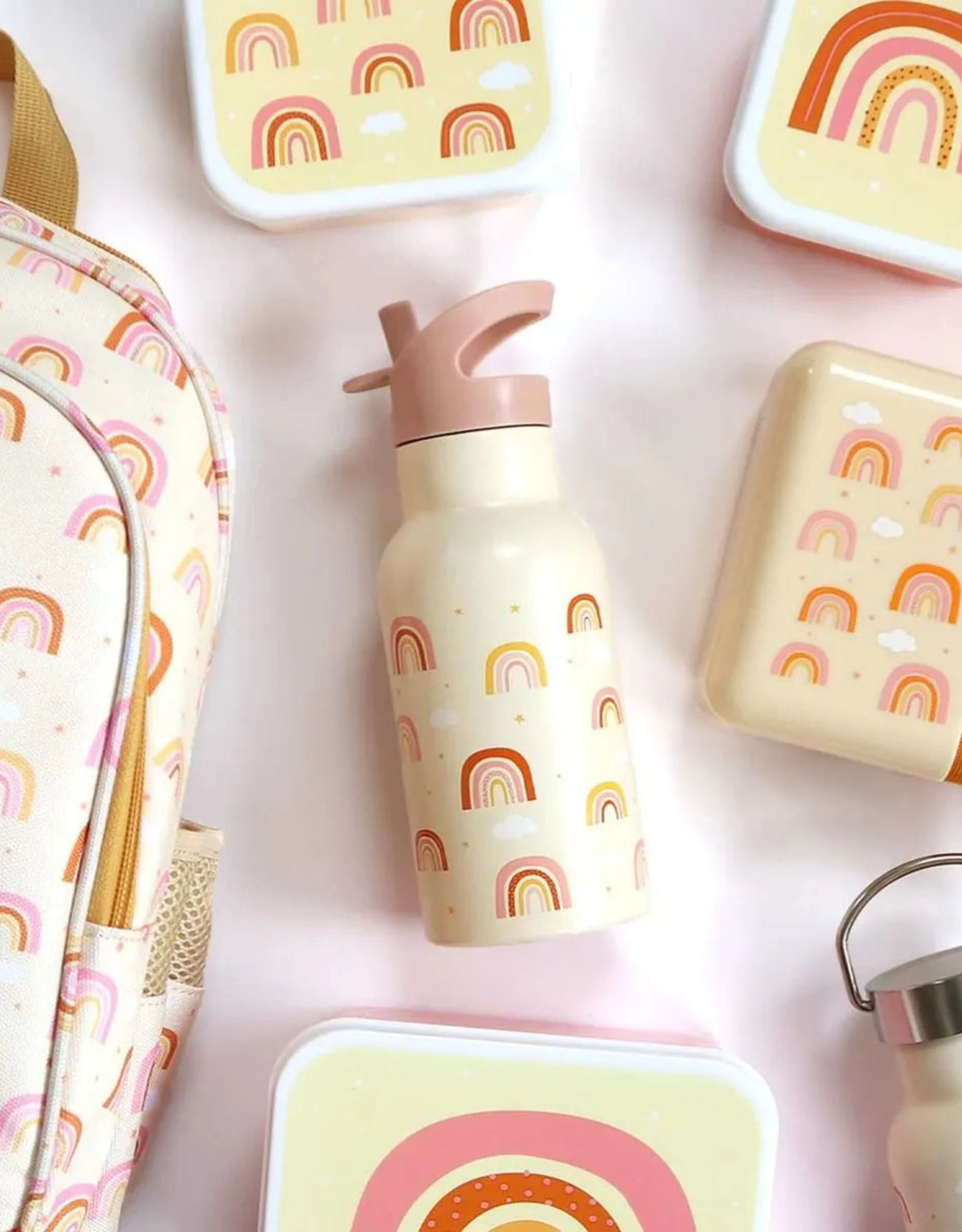 A Little Lovely Company RVS Drinkfles 350 ml - Regenbogen