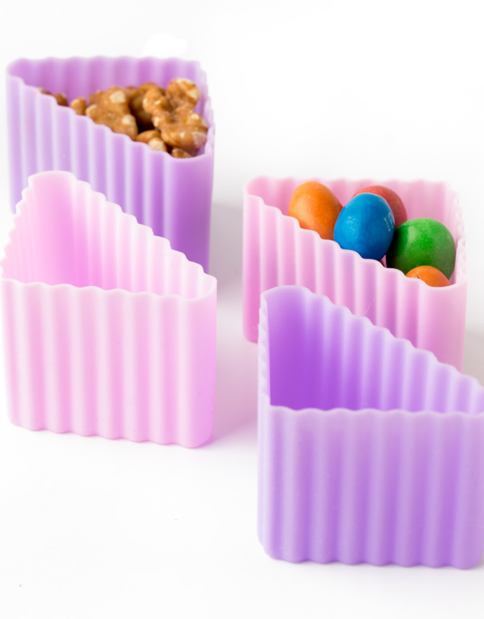 LEKKABOX LEKKABOX Silicone Bento Cups - Driehoek set/4 - Roze/Lila