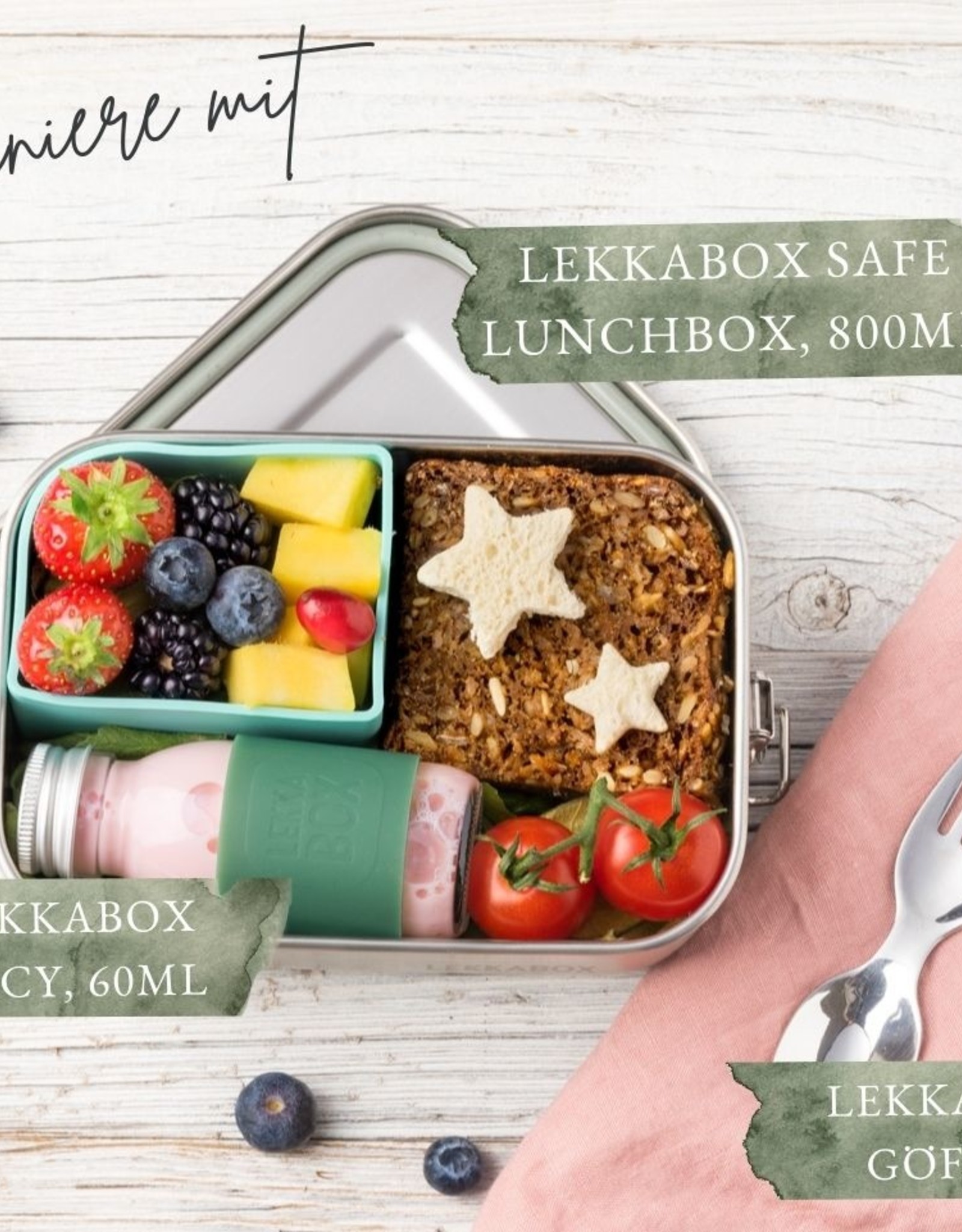 LEKKABOX Lekkabox Silicone Bento Cups - Afgerond set/2 - Munt