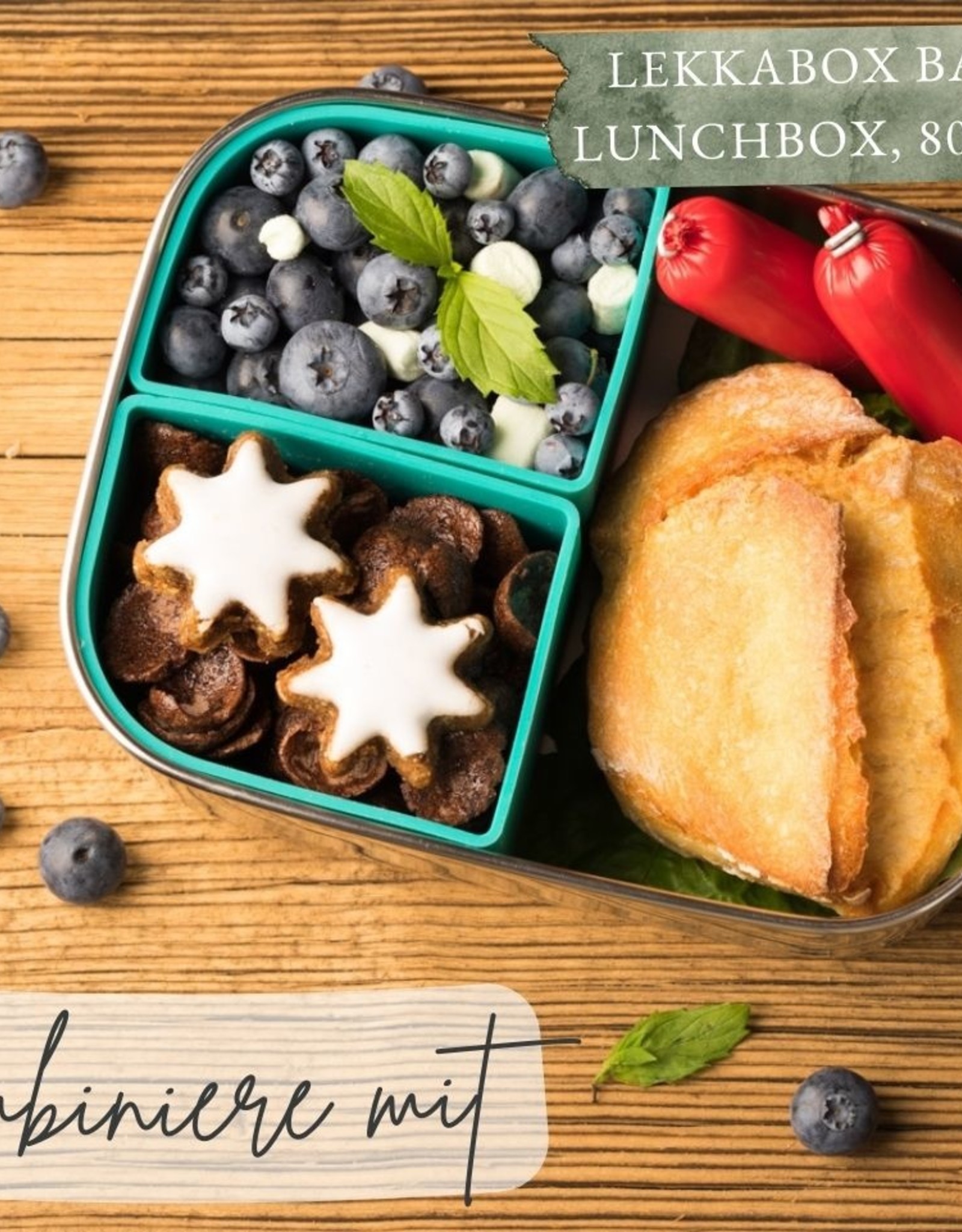 LEKKABOX Lekkabox Silicone Bento Cups - Afgerond set/2 - Munt