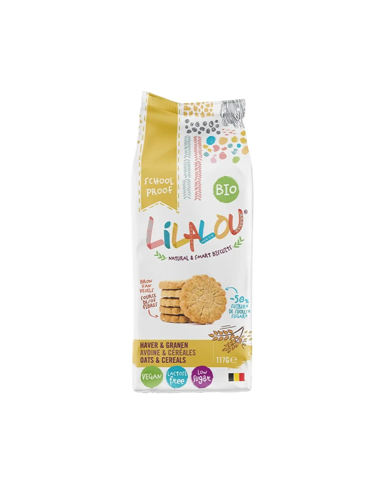 LilaLou LilaLou BIO Koekjes Haver & Granen (117gr) - een gezond tussendoortje