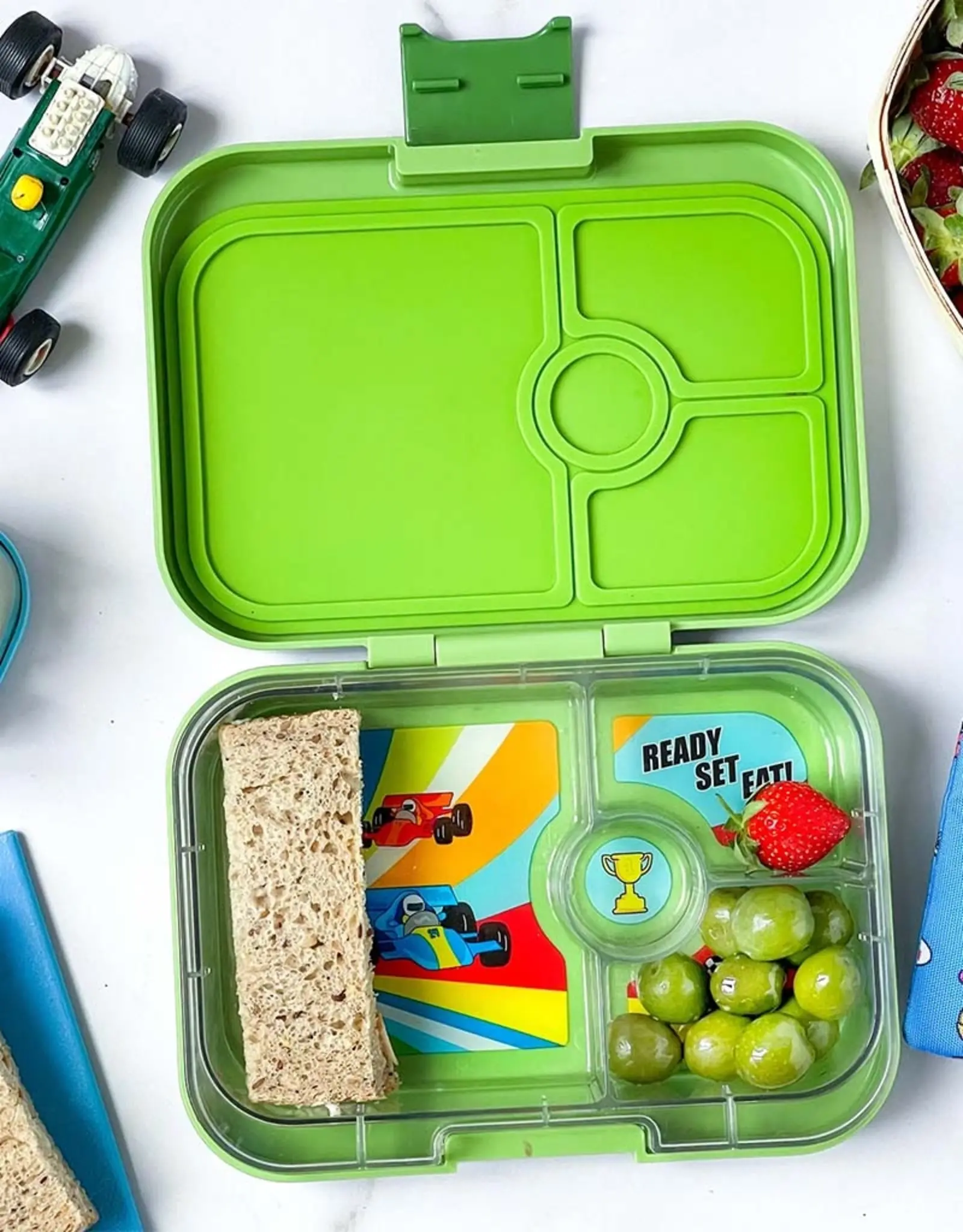 Yumbox Yumbox Panino 4-vakken - Matcha Green (Race Cars)