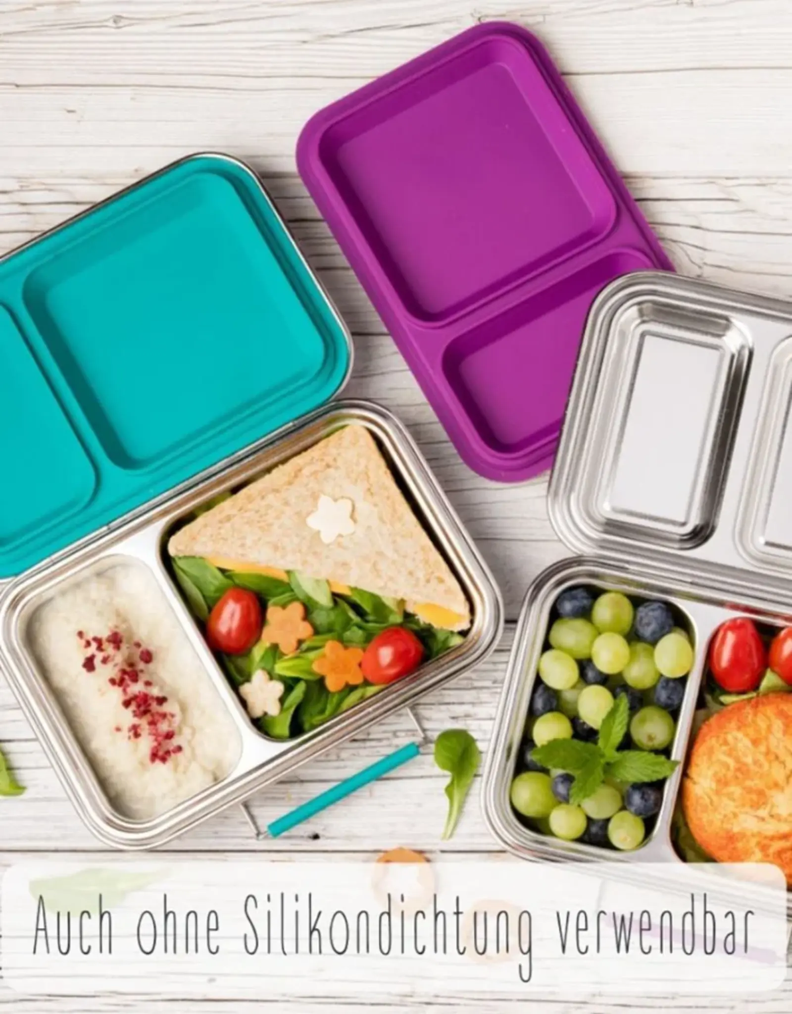 LEKKABOX Lekkabox Bentobox Duo met 2 vakken - Paars