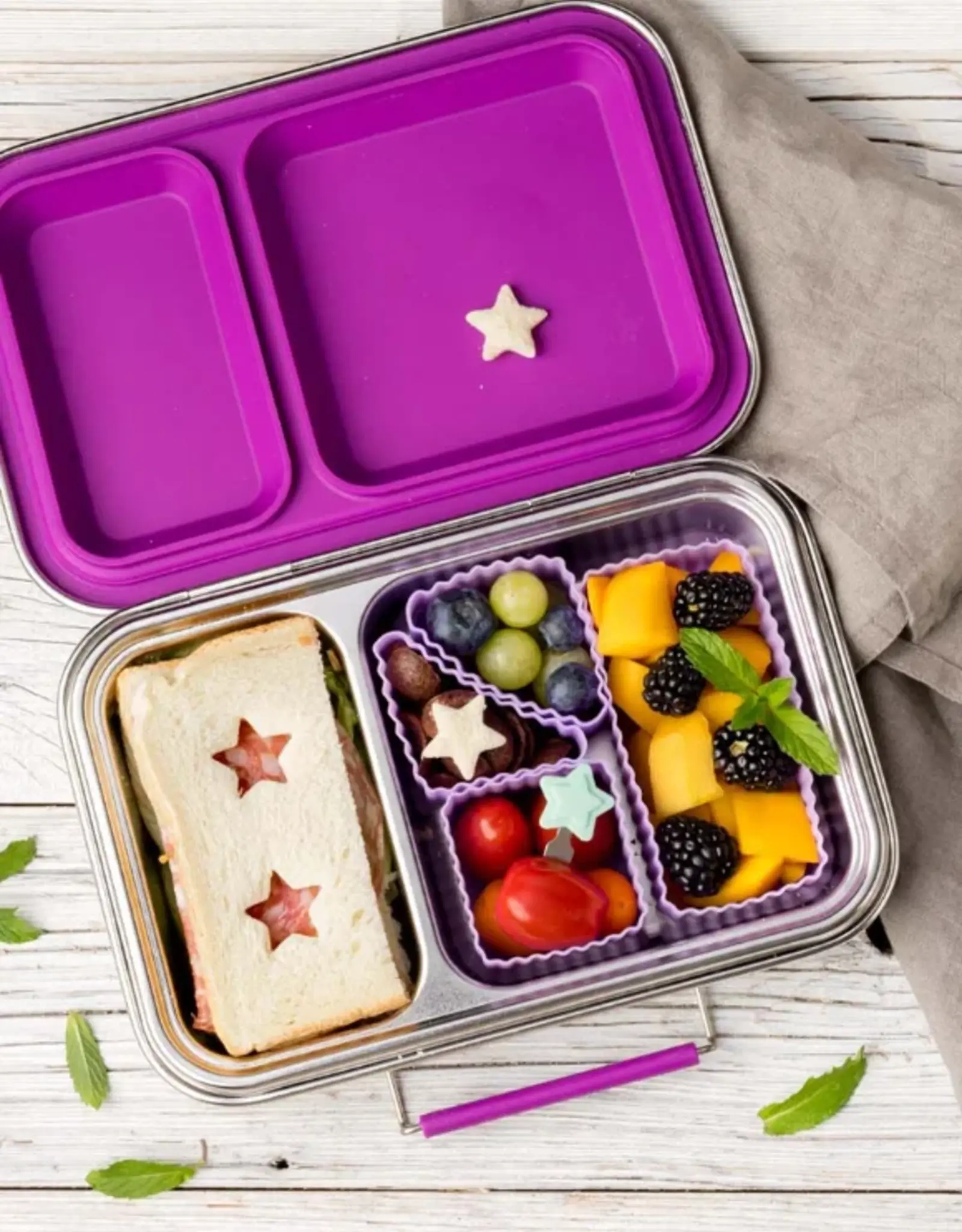 LEKKABOX Lekkabox Bentobox Duo met 2 vakken - Paars