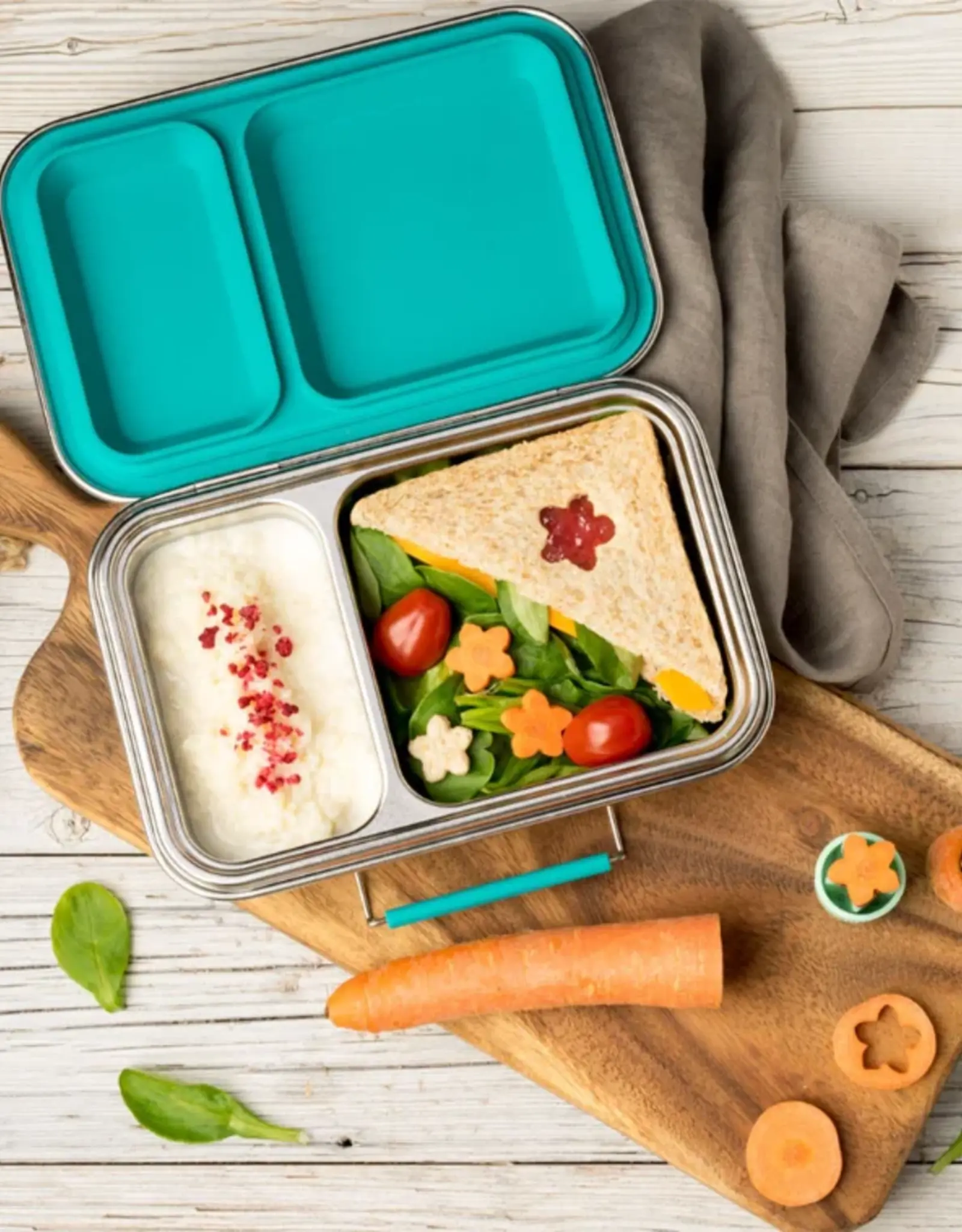 LEKKABOX Lekkabox Bentobox Duo met 2 vakken - Petrol