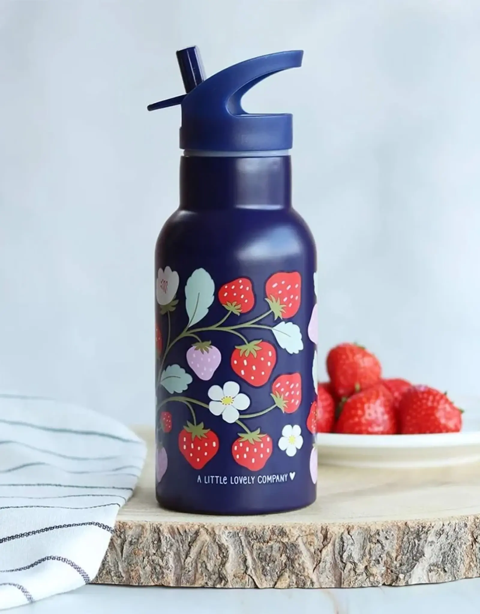 A Little Lovely Company RVS Drinkfles 350 ml - Aardbeien