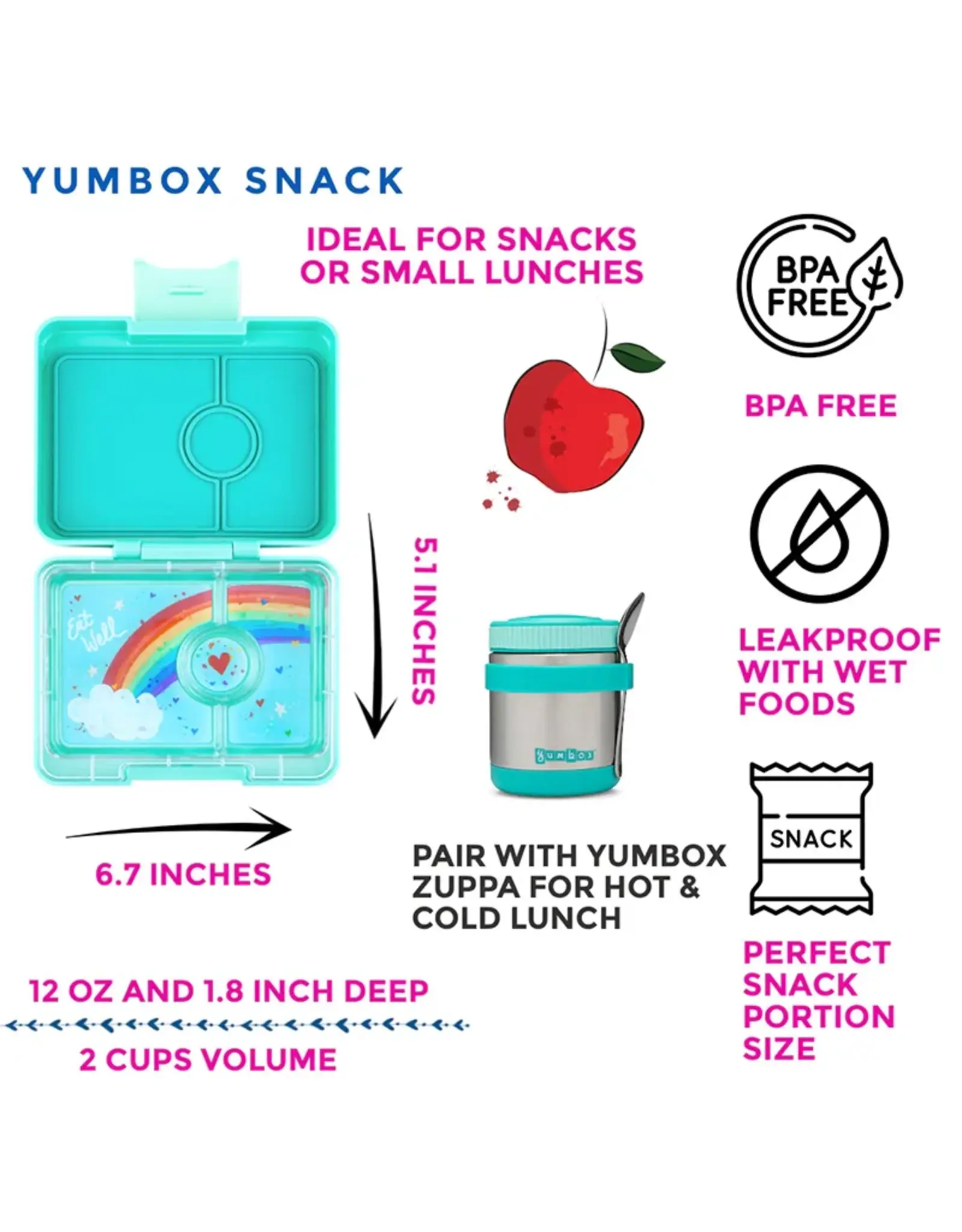 Yumbox Yumbox Snack 3-vakken - Tropical Aqua (Rainbow)