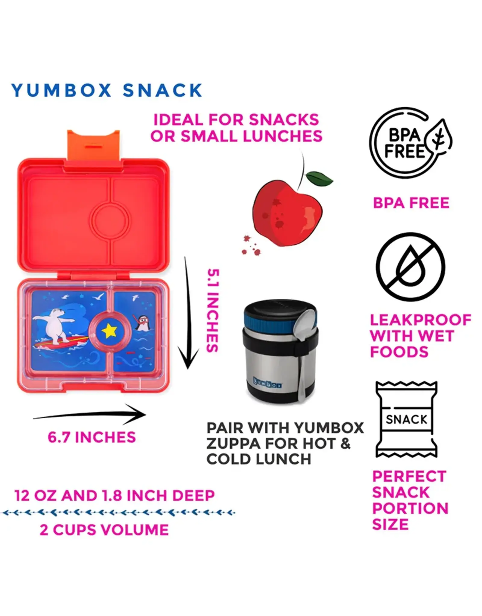 Yumbox Yumbox Snack 3-vakken - Roar Red  (Polar Bear)