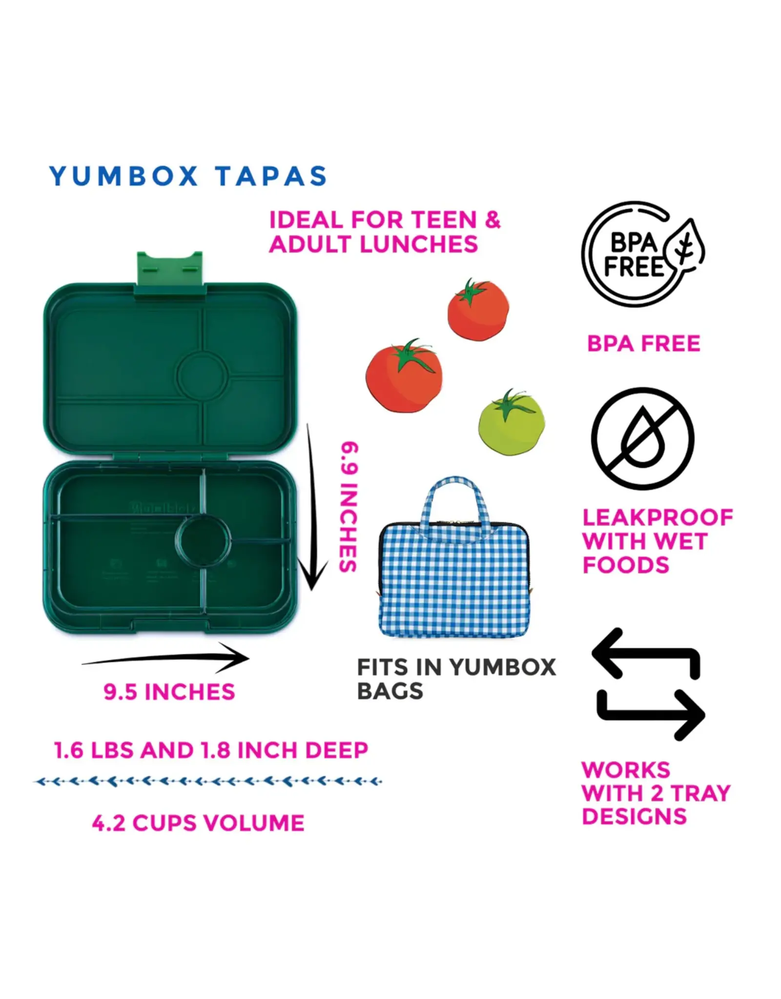 Yumbox Yumbox Tapas XL 5-vakken - Greenwich Green (Green Clear)