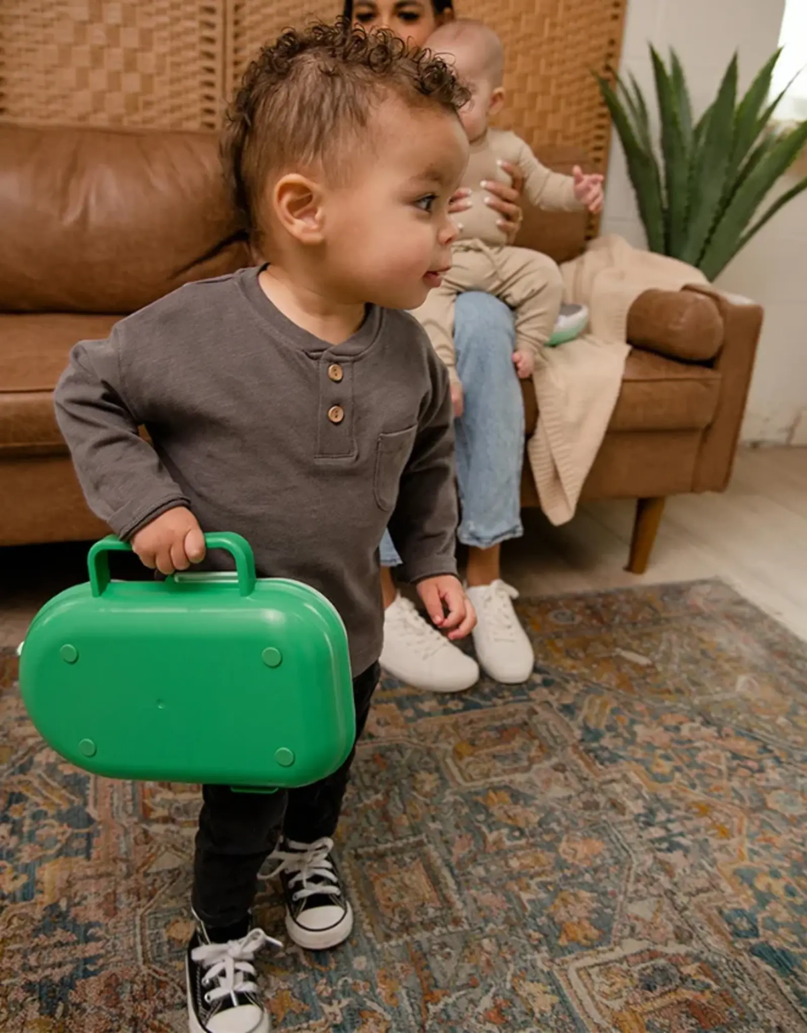 Göbe Göbe Lunchbox met Snack Spinner - Salie Groen